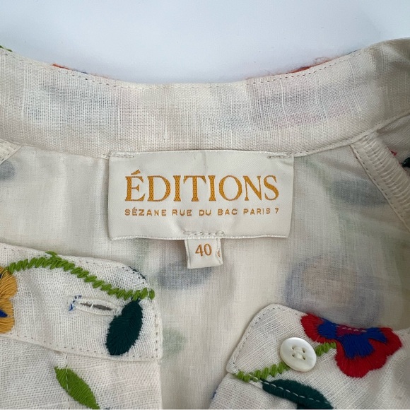 Sezane Alizia Dress in Multicolour Embroidered Flowers 40 Sz 8 - Picture 7 of 11